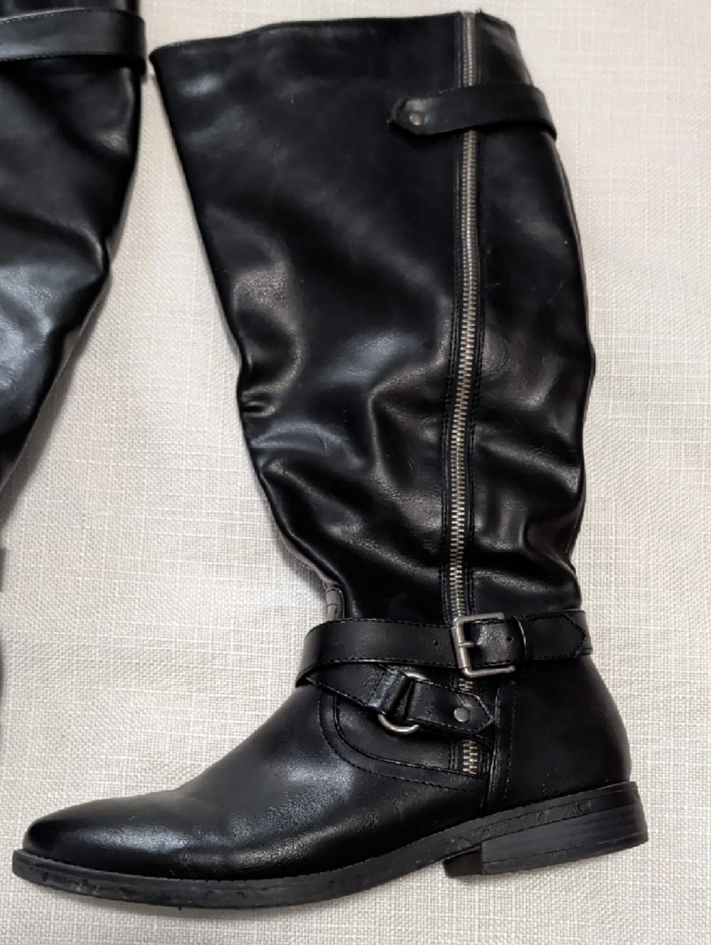 Rampage Black Over-the-Knee Buckle Riding Boots - Picture 2 of 6